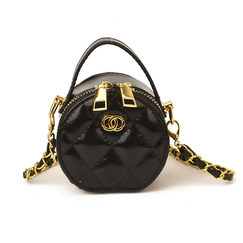 Bolsa de hombro para bebés de color sólido de moda diamante exquisita mini bolsas redondas para niños y niñas 2026 nuevos accesorios para niños