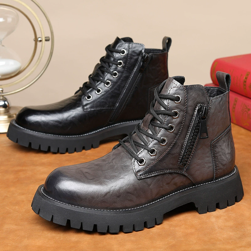 Di Luo Shark Мужские осенне-зимние новые британские БОТИНКИ Martin на толстой подошве, уличные походные комбинезоны, ботинки, подходящие ко всему модному тренду