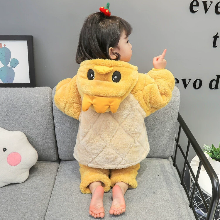 Пижама для девочек зимой теплый коралловый бархат