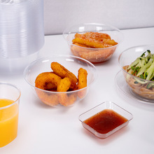 甜品汤碗火锅餐具套装碗筷味F^300ml一次性塑料水晶碗透明