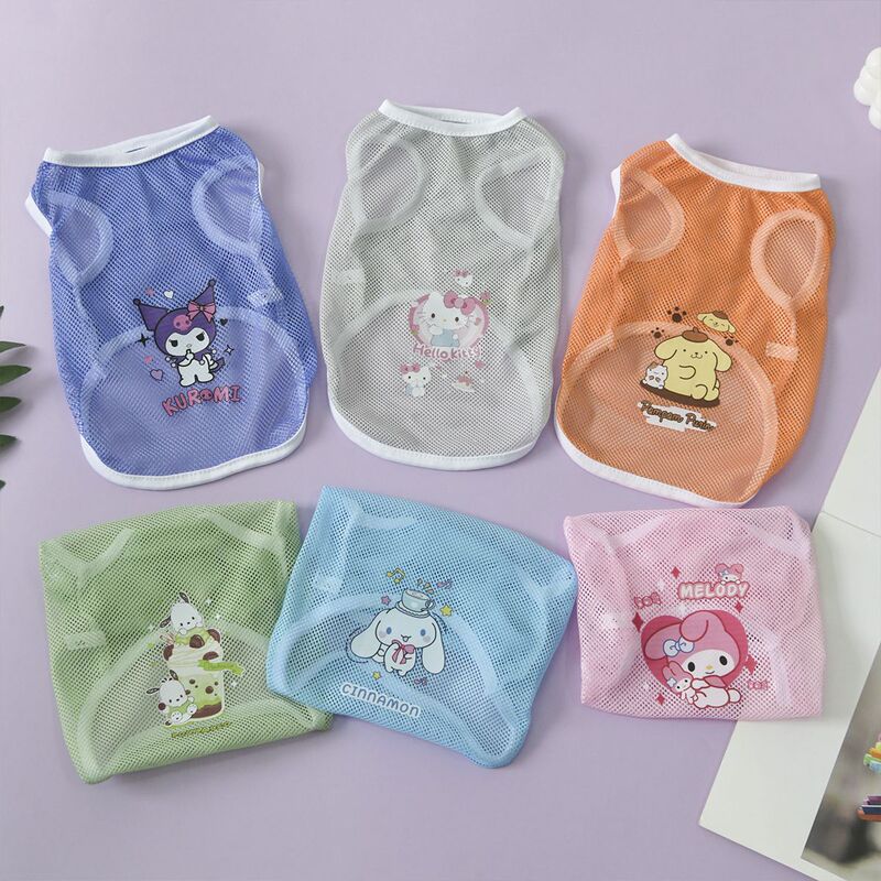 Pet Clothes for Cats and Dogs, Spring and Summer Cool Vests, Sanrio Mesh Vests, Golden Retriever Corgi, Medium and Large Dog Clothes, Handsome