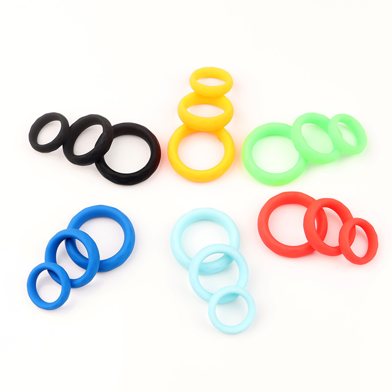 Men’s Silicone Triple-Ring Set, Non-Vibrating Cock Ring, Stretchy Slip-on Design — detail image 2