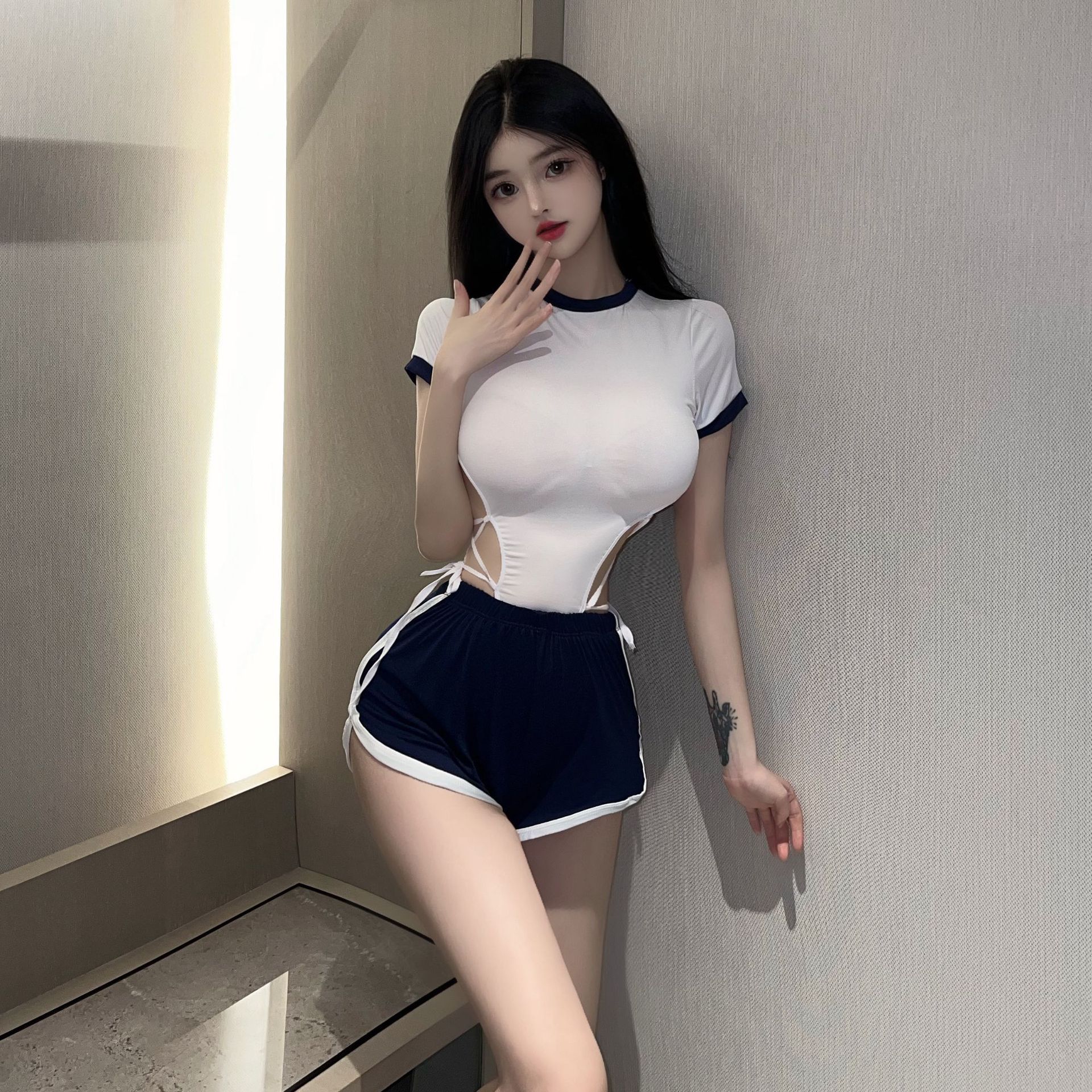 可愛校園 連體開襠情趣制服性感內衣激情午夜魅力誘惑套裝制服套