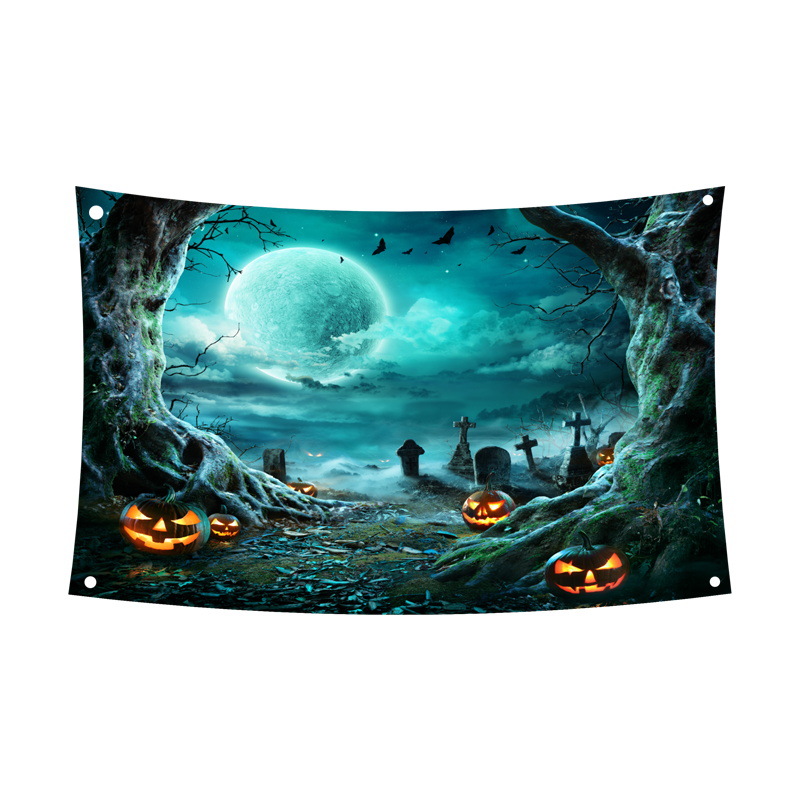 2021 transfronterizo nuevo cartel de Halloween Fondo tela banner escena atmósfera diseño decoraciones de Halloween