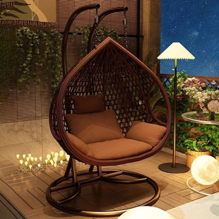 Hanging basket chair cradle outdoor hanging chair family rocking chair lazy bedroom courtyard double hanging blue cover dust cover waterproof cover
