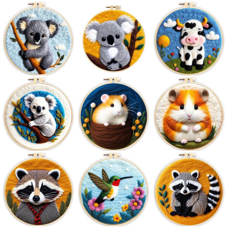 Temu Shein Amazon Cross-Border Needle Felting Beginner's Felt Painting with Embroidery Frame Wool Needle Felting Home Supplies