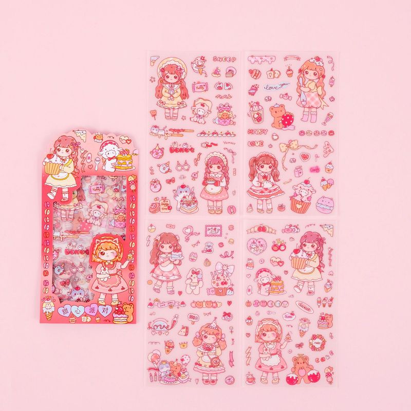 漫画ハニーソースガールステッカーかわいいガーリーハート防水ペットキャラクター装飾ステッカー DIY ハンドブック素材ステッカー|undefined