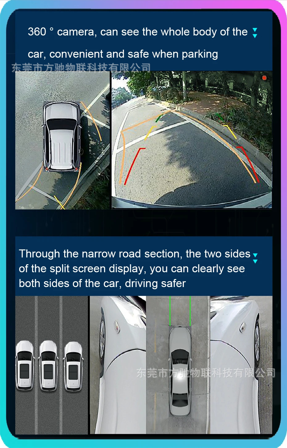 Car-mounted 360-degree universal camera with after-sales service, 3D wide-angle high-definition night vision, compatible with all main units for reversing