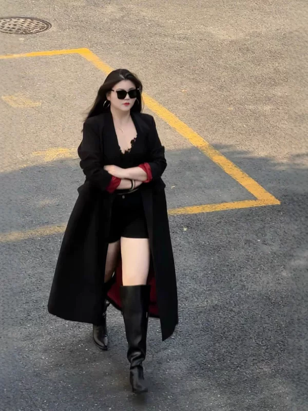 Winter long suit, trench coat, plus size, British style