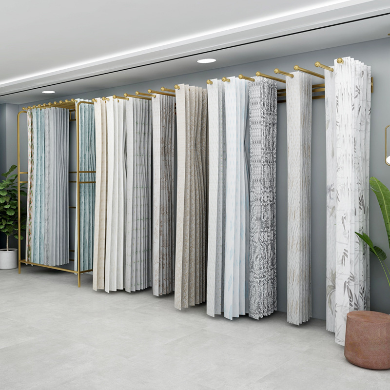 窗帘展架样品吊卡展示架锁墙壁可摇摆挂样展会服装布艺画布陈列架