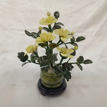 原石玉石纯色牡丹花玉器电视柜客厅家居酒柜摆件花开富贵玉石盆景