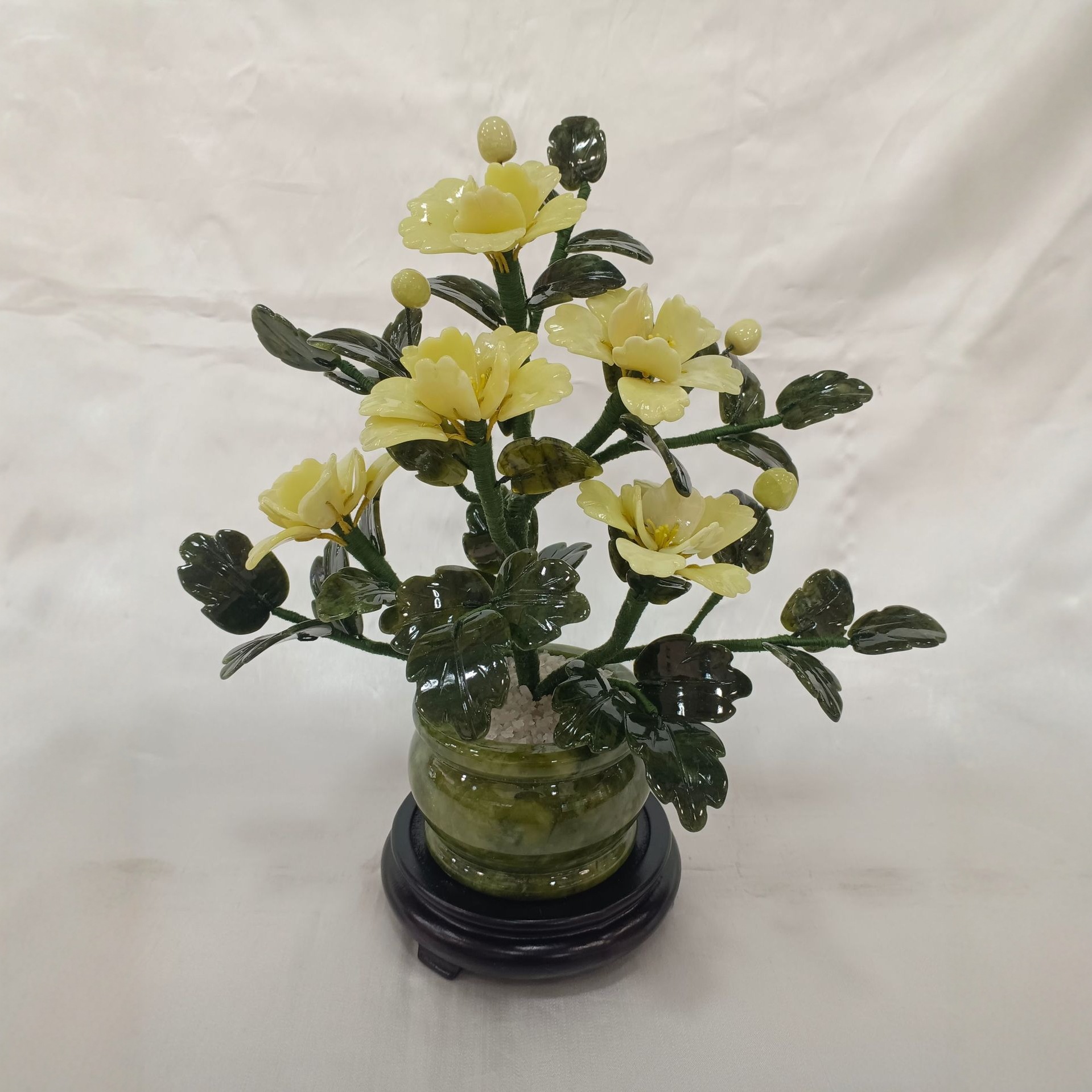 原石玉石纯色牡丹花玉器电视柜客厅家居酒柜摆件花开富贵玉石盆景