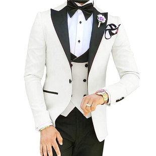 Groom Casual Suit Three-Piece Set 2025 White Large Size Export Business Groomsmen Wedding Banquet Suit Suit for Men