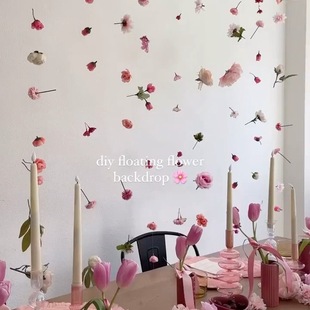 Xiaohongshu DIY Flower Curtain Material Package Artificial Flower Homemade Flower Petals Rain Fish Line Package Suspended Door Curtain Decoration