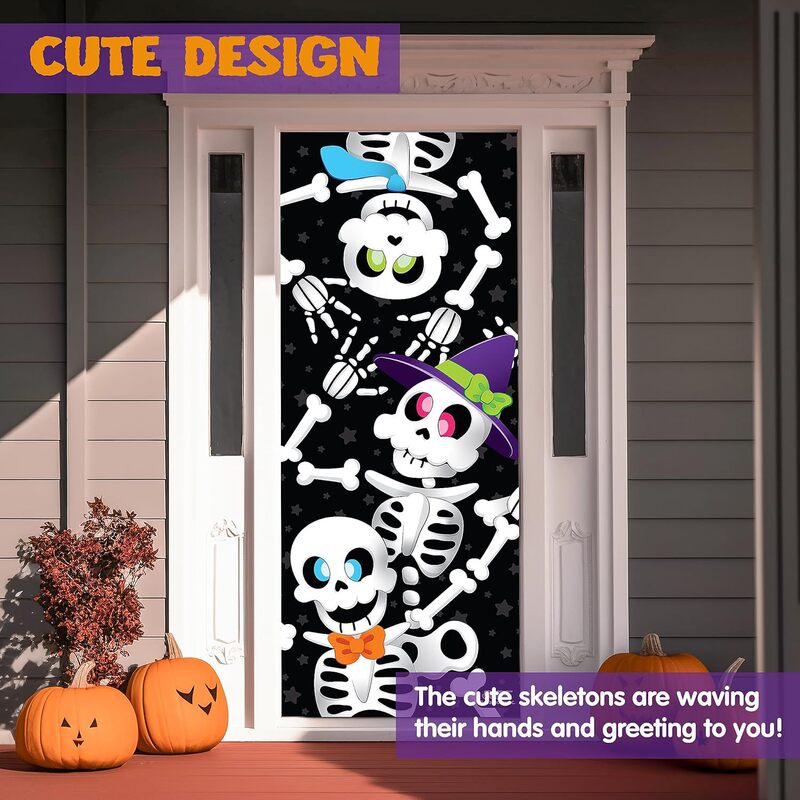 Qzb2056-2057 Cross-Border Amazon Best-Selling Halloween Skull Element Door Curtain Suitable for Holiday Courtyard Decoration