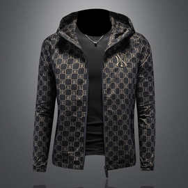 备大货2025新款印花连帽夹克衫男大码QT6016-2606-P140镂空图片色