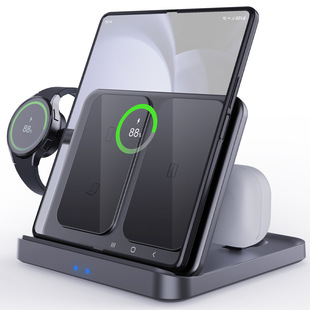 Three-In-One Wireless Charging Suitable for Samsung Z Fold7/Flip Foldableing Screen Mobile Phone Headset Smart Watch Apple 16
