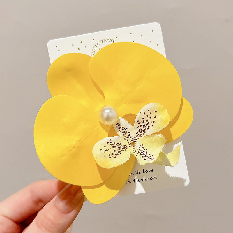 Pinza para el cabello de flor rosa para mujer 2025 nuevo clip de agarre para el cabello con placa posterior de la cabeza grande clip de tiburón de flor para la cabeza horquilla