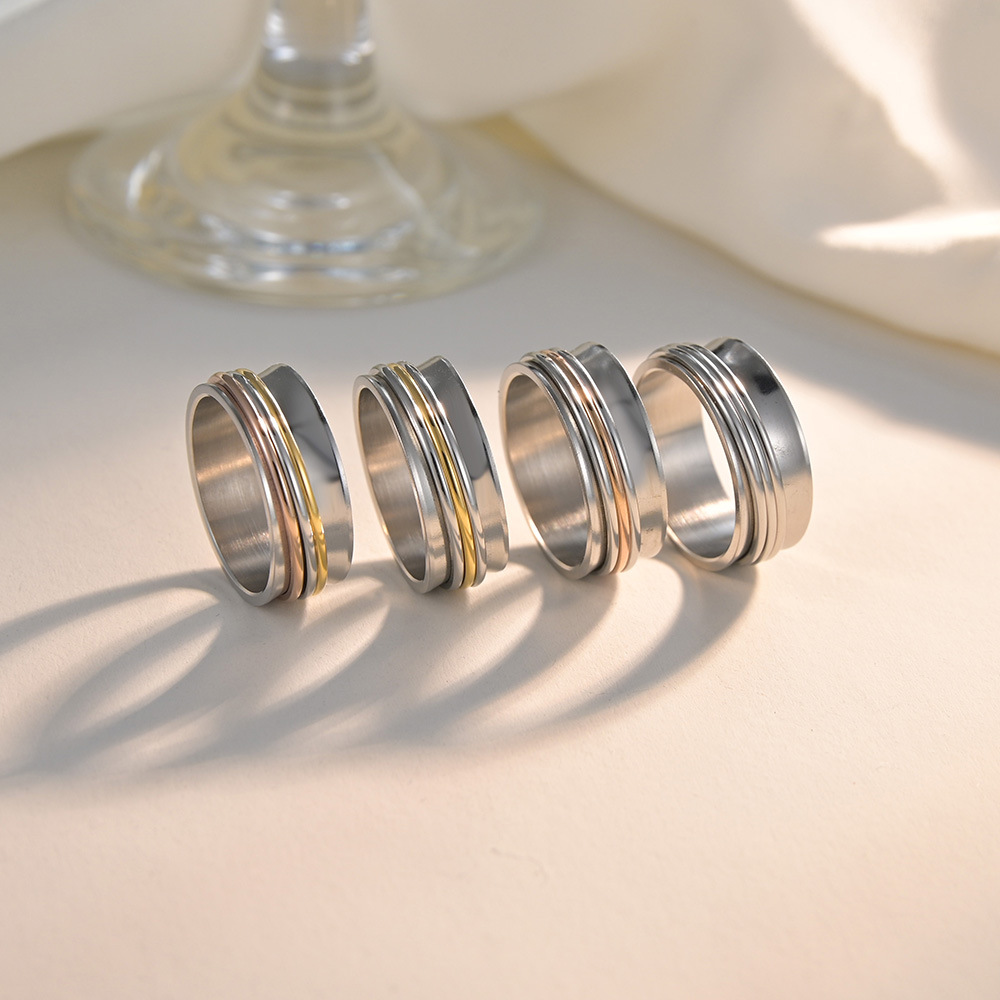 Titanium Steel Material Geometric Pattern Women'S Gender Simple Style Geometric Titanium Steel Rings Polishing Stainless Steel Rings