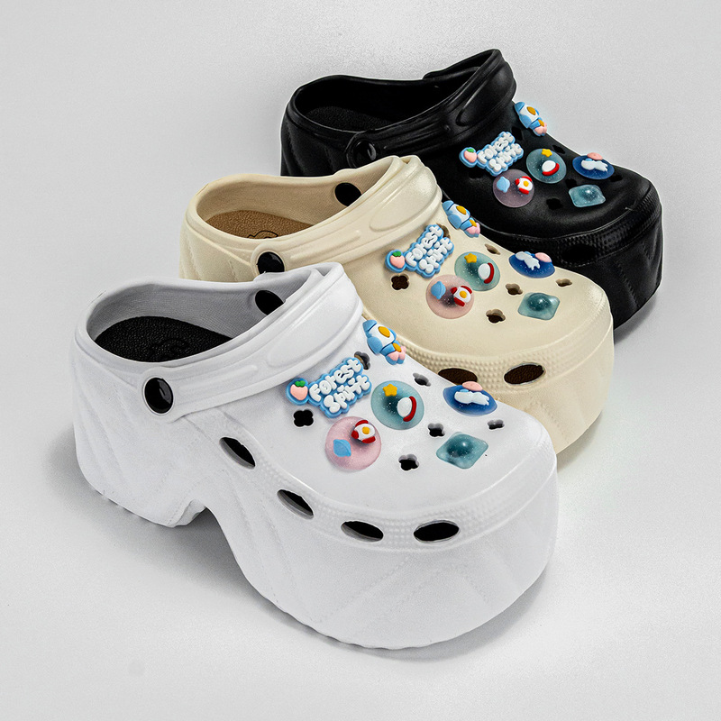 Cartoon Spaceship 9CM Thick Sole Cave Shoes Women's Outwear Summer Beach Toe Sandals Cute Sandals