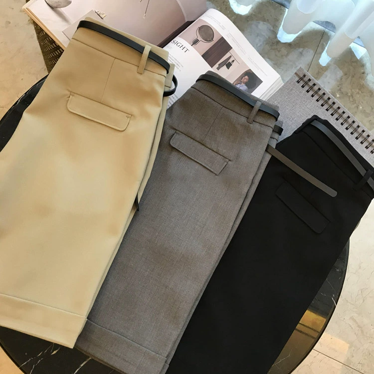 Wang Bing pushed ~ Sale and commute!22 years of spring new Bai Bai Bai Bai High waistline rollover shorts with waist bands