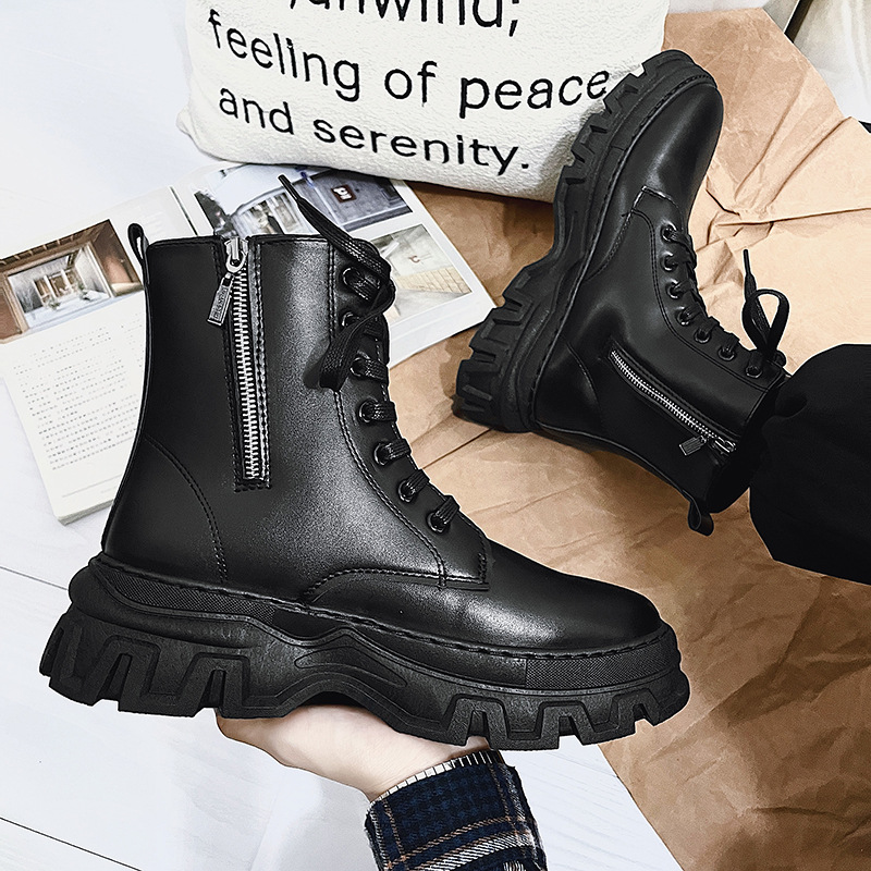 2023 New Men's Martin Boots British Style Motorcycle Boots High Top Leather Trendy Forest Perennial Men's Boots Large Size