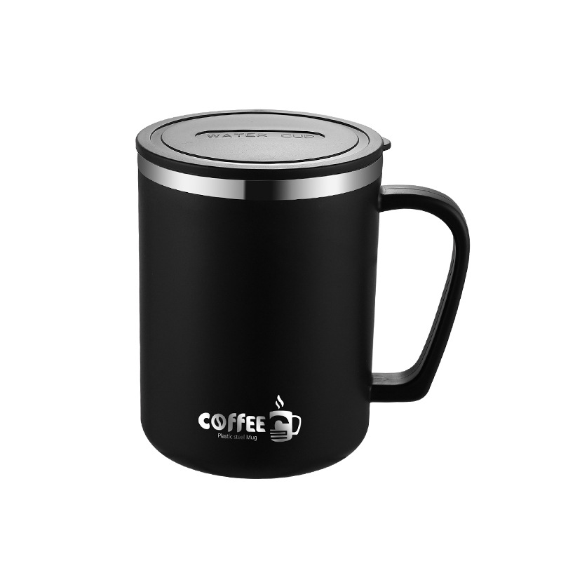304 tazas de café de acero inoxidable con tapa antideslizante, taza de leche en el dormitorio estudiantil, taza de agua doméstica para hombres y mujeres, taza de café de oficina