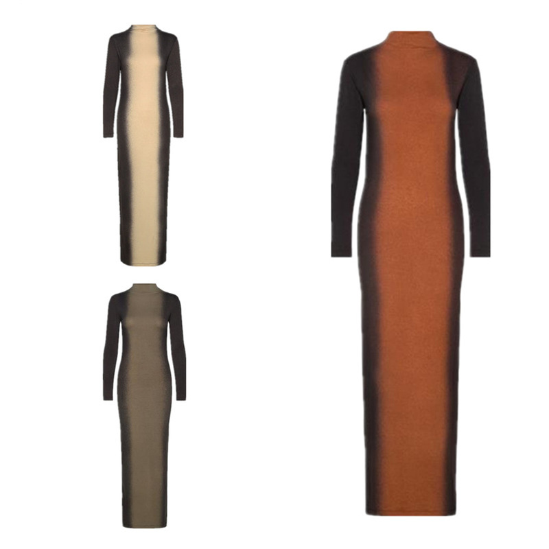 2025 Europe and the United States cross-border Amazon autumn women's fashion sexy tight hip comfortable multi-color long dress