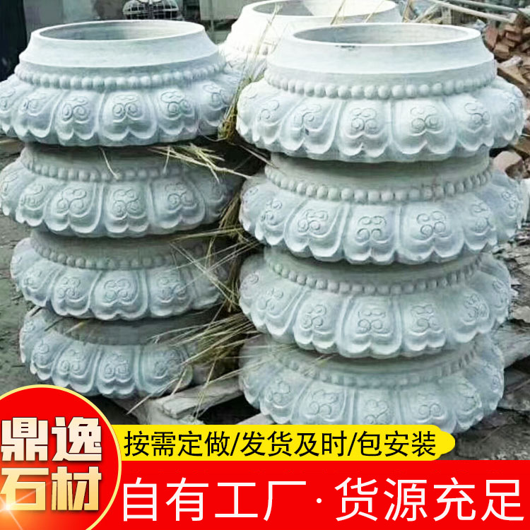 供应圆形实心青石柱墩 空心青石柱墩石古建筑寺庙大殿柱子包柱石
