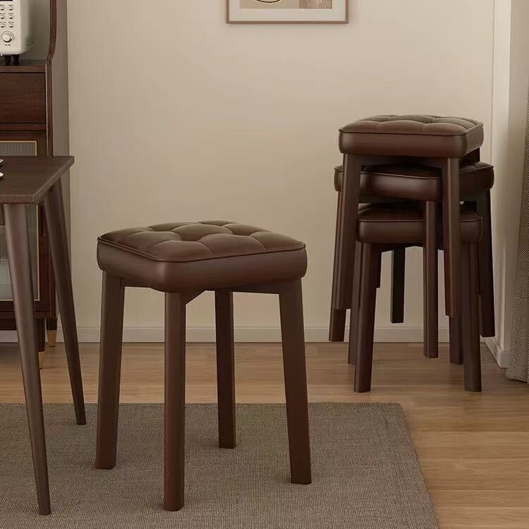 Solid Wood Dining Chairs, Dining Table Stools, Modern Minimalist Home Living Room Low Stools, Soft Seat High Stools, Stackable Restaurant Square Stools and Chairs Solid Wood Dining Chairs, Dining Table Stools, Modern Minimalist Home Living Room Low Stools, Soft Seat High Stools, Stackable Restaurant Square Stools and Chairs