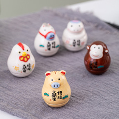 文創ZAKKA日本式創意贈り物陶磁器猫車載置物十二生肖招き猫不倒翁鼠