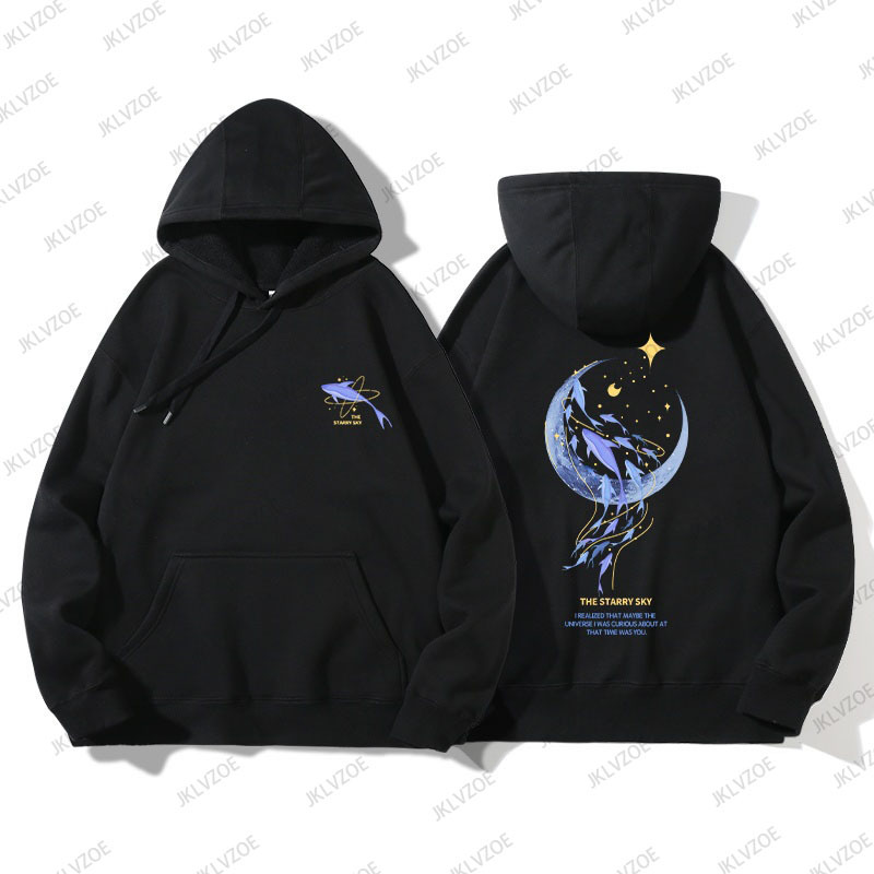 2024 New Korea Spring Autumn Women's Hoodie Whale Print Des