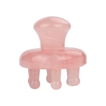 跨境玉石六齿按摩梳头部经络梳粉晶头皮梳子莲花梳玉梳子