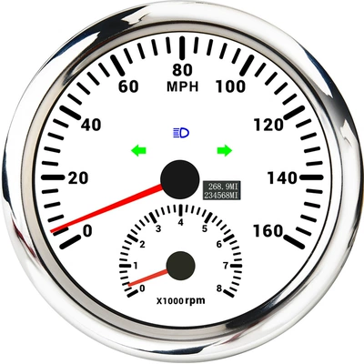 automobile instrument, strap speed with turn - silver-edge-white-background-0-160mph