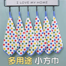 新款毛巾方巾儿童小方巾加厚吸水小孩洗脸帕宝宝擦手巾带挂绳代发