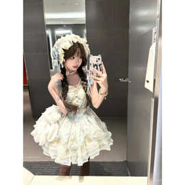 渔老板正版 Lolita 茉莉雨蓝色鱼骨连衣裙【单裙子小物单买】