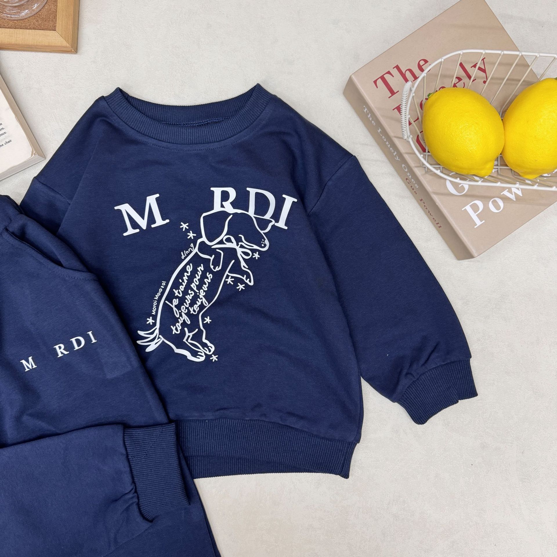 네이비 블루 개 싱글 레이어