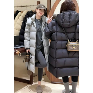 2026冬季新款泡芙棉服女长款过膝加厚连帽宽松保暖软糯面包服外套