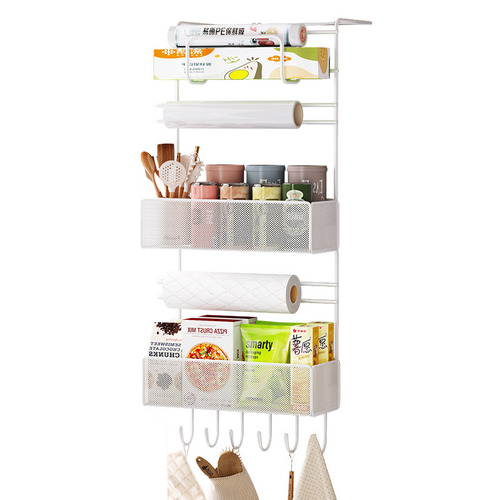 Refrigerator storage rack side wall-mounted punch-free dual-purpose kitchen multi-layer storage rack side hanging rack spice rack wholesale