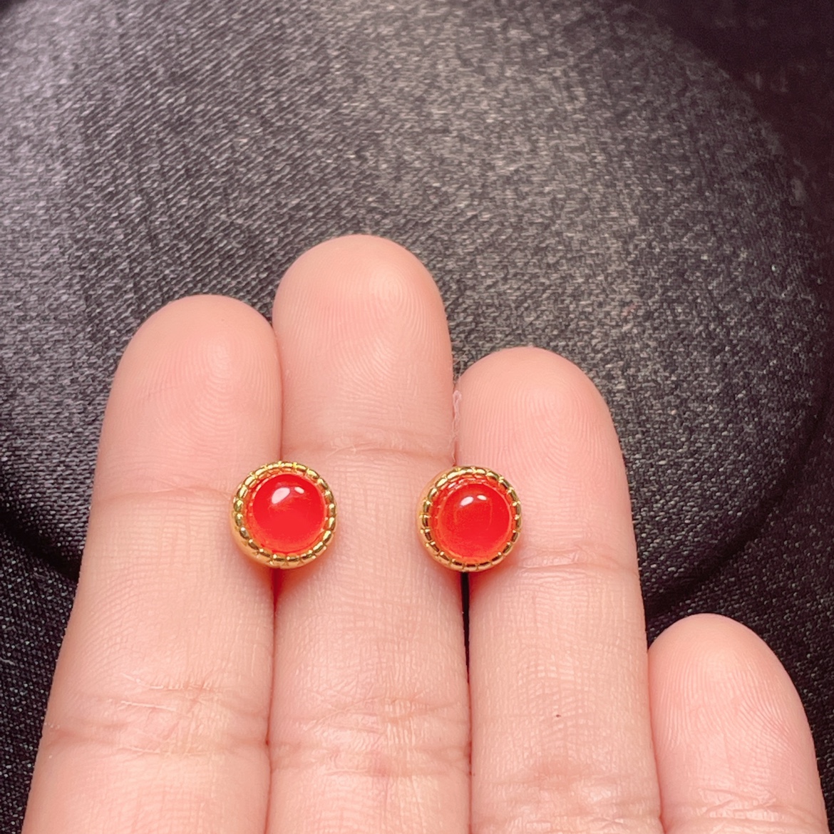 南红玛瑙保山冰红耳钉s925银针耳饰小巧简约养耳洞耳环女礼物