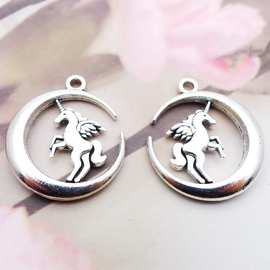 LY1154  22*25mm合金古银独角马吊坠挂件饰品配件80个/包3.3克