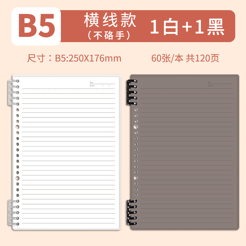 B5 • Black & White • horizontal line • 2 books