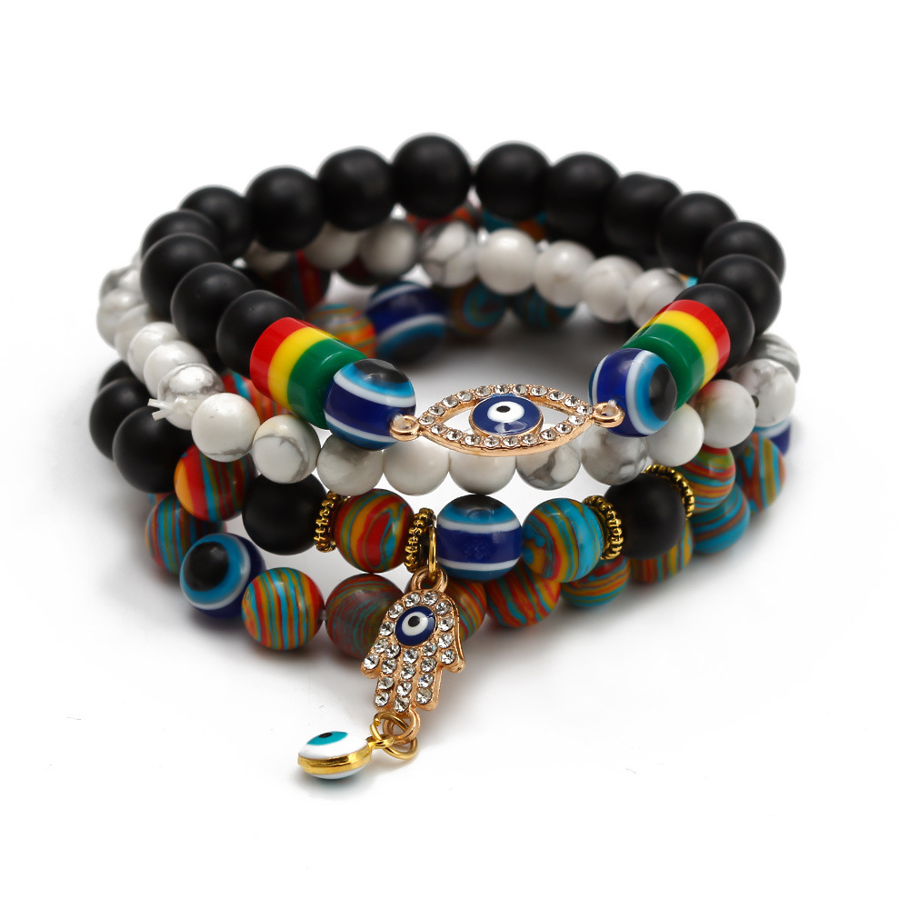 Fashion Palm Eye Agate Beaded Bracelets 1 Piece