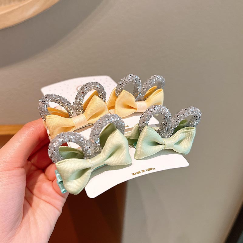 Tela infantil arco orejas de conejo clip para niñas tarjeta de cabello nueva princesa adornamiento de cabello de niña clips frange lateral