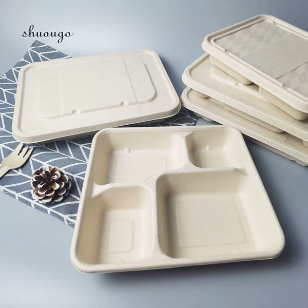 Disposable lunch boxes wholesale three-compartment four-compartment five-compartment six-compartment takeaway packing box thickened disposable lunch boxes