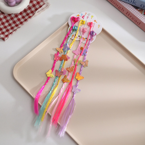 Children's colorful hair clips, cute baby braiding magic for girls, butterfly claw clips with tassels and floral sweet hair accessories