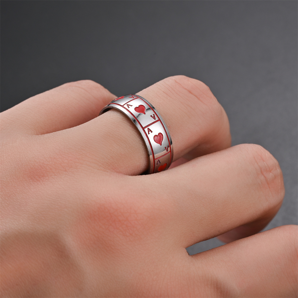 Unisex Gender Fashion Poker Stainless Steel Rings 1 Piece