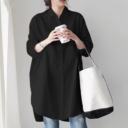 2024 Outfit White Shirt Women's Long Sleeve New Mid-length Fashionable Lazy Loose Design Shirt 