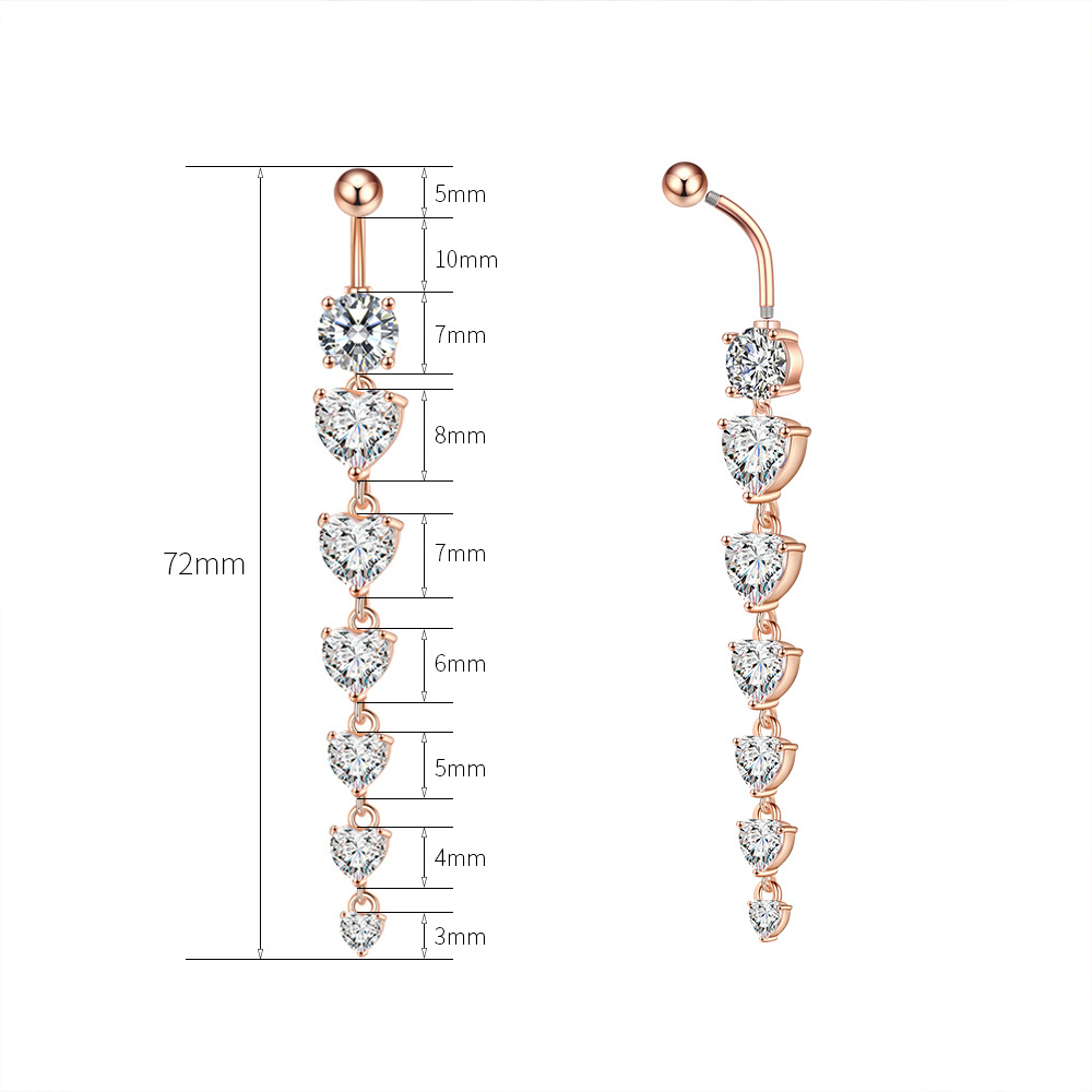 Commercio elettronico transfrontaliero: 6 nuovi anelli rotondi in zircone a forma di cuore, gioielli per piercing all'ombelico, vendita all'ingrosso online_voghion.com
