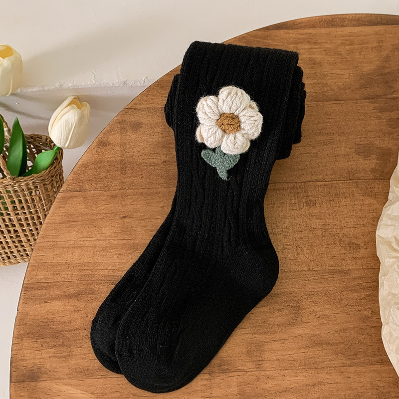 Nuevo otoño e invierno Bebé cepillado Flor de dibujos animados lindo pantimedias lindo calcetines calientes bebé leggings ajustables